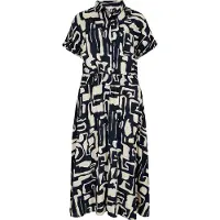 Apricot Midikleid Damen Viskose blau bedruckt, 38 795176-0001-00380