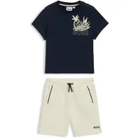 BOSS Kids-Set aus Shorts und T-Shirt mit kreativem Artwork Grösse 74