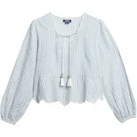 Superdry für Damen. W6012100A Broderie-Bluse blau (XS), Lässig, Baumwolle, Langarm