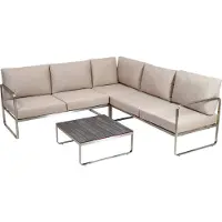 Greemotion Gartenlounge-Set Sydney Lounge-Set Edelstahl / Beige inkl. Auflagen & Tisch