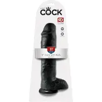 King Cock 11 - großer, haftender Dildo mit Hoden (28cm) - schwarz