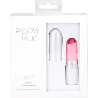 Pillow Talk Lusty - wiederaufladbarer Stabvibrator mit Zunge (weiß-pink)