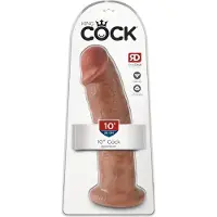 King Cock 10 - großer Dildo mit Saugnapf (25 cm) - dunkel naturfarben