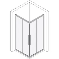 Koralle Eckdusche Schiebetür zweiteilig mit Festfeld myDay ESF2 90/80 875-895x775-795x2000mm