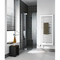 Kermi Filia XP Pendeltür 1-flügelig mit Festfeld FX1TL13020VUK 130 x 200 cm, silber hochglanz, ESG SR Opaco, links