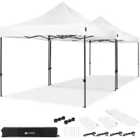 Vonroc Pavillon 3x3m wasserdicht stabil - Partyzelt EasyUp System [3Min Aufbau] Popup Faltpavillon modular erweiterbar als Festival Zelt, Gartenpavillon