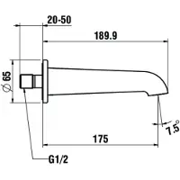 Laufen PURE Wanneneinlauf, Festauslauf, Ausladung 175 mm, HF901771423000, Farbe: Edelstahl gebürstet