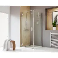 Schulte Duschtür mit Seitenwand mit Drehtür TouraPlus ExpressPlus 80 x 80 x 200 cm Profil chrom Klarglas schmutzabweisen