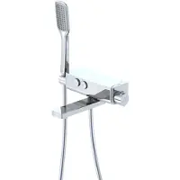 Steinberg Serie 390 Wannenarmatur, Aufputzthermostat, schwenkbarer, Pushtronic, mit Handbrause, Ausladung 200mm, 3903172