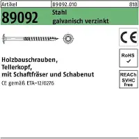 F. REYHER Nchfg. GmbH & Co. KG Holzbauschraube R 89092 Tellerkopf Innensechsrund 10 x 280 -T40 Stahl galvanisch verzinkt