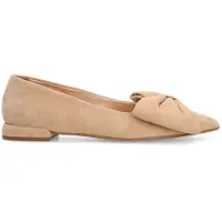 Manfield Beigefarbene Veloursleder-Loafer mit Schleife | Größe 39