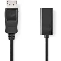 Nedis Displayport-Kabel - DisplayPort Stecker - HDMI Ausgang - 4K@30Hz - Vernickelt - 0.20 m - Rund - PVC - Schwarz - Box