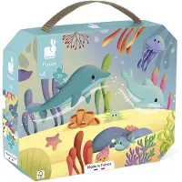 Janod Puzzle Meerestiere - Panorama-Kartonpuzzle 36 Teile Kinder