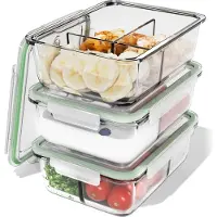Classbach Meal Prep Boxen Glas mit Fächern | 3er Set | Glasbehälter mit Deckel | geeignet für Spülmaschine, Mikrowelle u. Ofen | C-FHDM 4021 G