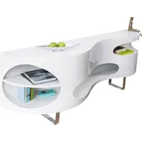 SalesFever Sideboard | MDF-Holz | Füße Edelstahl | B 200 x T 50 x H 75 cm | weiß Hochglanz