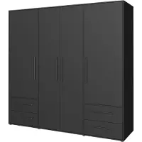Die Möbelfundgrube Kleiderschrank schwarz - 206 cm - 4 Türen - MOKKARIS