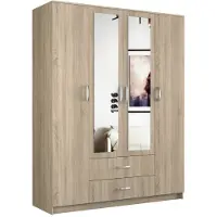 Top E Shop Topeshop ROMANA 160 SON Schlafzimmer-Schrank 11 Regale 4 Tür(en) Eiche Garderobe