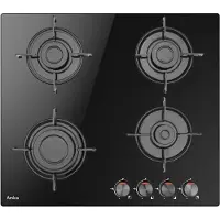Amica PPGCD6100BoB, Schwarz, Integriert, 59 cm, Gaskochfeld, Glas, 4 Zone(n)