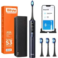Sonic toothbrush with app, tips set, travel case and toothbrush holder S3 (black)