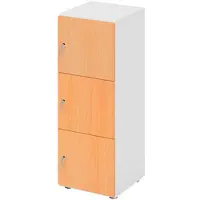 Hammerbacher -Schliessfachschrank 3OH Weiss/Buche,3xDS-V234L3/W/6/DS