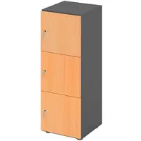 Hammerbacher -Schliessfachschrank 3OH Graphit/Buche,3xDS-V234L3/G/6/DS