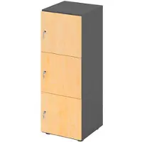 Hammerbacher -Schliessfachschrank 3OH Graphit/Ahorn,3xDS-V234L3/G/3/DS
