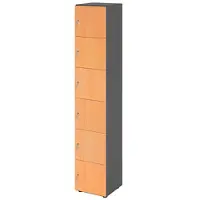 Hammerbacher -Schliessfachschrank 6OH Graphit/Buche,6xDS-V264L6/G/6/DS