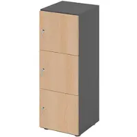 Hammerbacher -Schliessfachschrank 3OH Graphit/Eiche,3xDS-V234L3/G/E/DS
