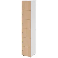 Hammerbacher -Schliessfachschrank 6OH Weiss/Eiche,6xDS-V264L6/W/E/DS