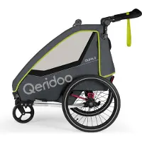 Qeridoo QUPA 2 - Kinderfahrradanhänger für 2 Kinder, Farbe: Lime