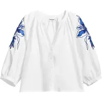 Desigual Bluse Cratos 25SWBW03 Weiß Loose Fit