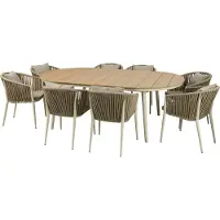 Axi Chay Gartenset mit 8 Stühlen in Beige für 8 Personen | Sitzgruppe / Gartenmöbel aus Polywood in Holzoptik | Gartentisch mit 8 Gartenstühlen inklusive Sitzkissen | Esstisch für Draußen / Garten