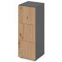 Hammerbacher -Schliessfachschrank 3OH Graphit/Ast.,3xZS-V234L3/G/R/ZS