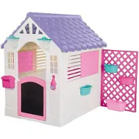 DOLU Garten Spielhaus mit Zubehör in Weiß/Rosa