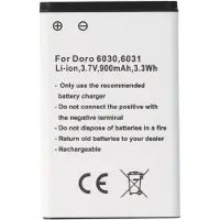 AccuCell Akku passend für Doro 6030, 6031, Li-Ion, 3,7V, 900mAh, 3,3Wh