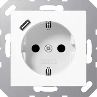 JUNG SCHUKO-Steckdose, 16 A, 250 V, mit USB-Ladegerät, 1x Typ C, Safety Plus, Serie, 1 Stk.