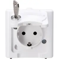Kopp 103402000 BLUE ELECTRIC - Schutzkontakt-Steckdose mit Klappdeckel und Sicherheitsschloss (Nr. 0), Farbe: arktisweiß