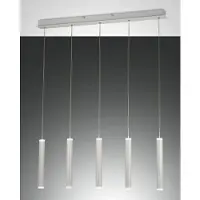 FABAS LUCE Prado 5-flammige Pendelleuchte - 33W dimmbare LED - Mattweißes lineares Design
