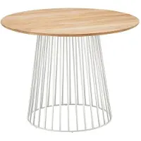 Solpuri Grid Loungetisch Ø90cm Aluminium/Teak Weiß GRI-272-301-400