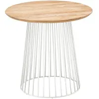 Solpuri Grid Loungetisch Ø70cm Aluminium/Teak Weiß GRI-301-301-400