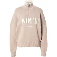 Aim'n Damen Pullover & Cardigans College Knitted Half Zip - Beige - Größe S