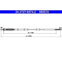 Ate Seilzug Feststellbremse 24.3727-0574.2 für Fiat Doblo