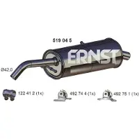 ERNST 519045 Endschalldämpfer für CITROËN C3 I Schrägheck (FC, FN) Auspuff