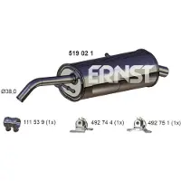 ERNST 519021 Endschalldämpfer für CITROËN C3 I Schrägheck (FC, FN) Auspuff