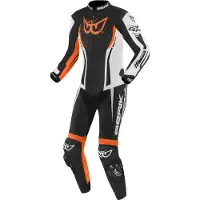 Berik Monza Damen Schwarz Weiß Orange 1-Teiler Motorrad Lederkombi Größe 44