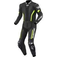 Berik Losail Schwarz Gelb 2-Teiler Motorrad Lederkombi Größe 56