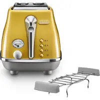 De'Longhi De’Longhi Icona Capitals, 2 Scheibe(n), Gelb, Edelstahl, Tasten, Drehregler, 900 W, 220 - 240 V