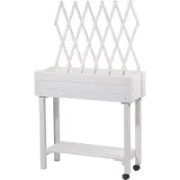 Dobar Rollbares Hochbeet mit Rankhilfe, Tischbeet für Terrasse & Balkon, 79 x 28,5 x 130 cm, Fichte, Weiß