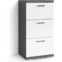 ByLiving Unterschrank Nebraska, Breite 37 cm, Badezimmerschrank mit Metallgriffen, Front in Hochglanz weiß, Koprus in anthrazit