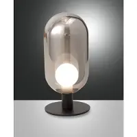 FABAS LUCE Tischleuchte Gubbio G9 Ø100mm Warmweiß Grau dimmbar